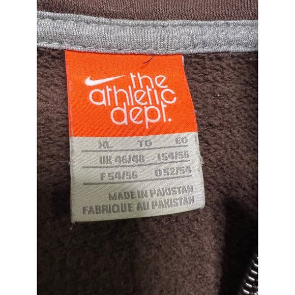 Vintage NIKE The Athletic Dept Mini Swoosh Brown Full Zip Up Sweater Jacket - XL - Picture 4 of 7